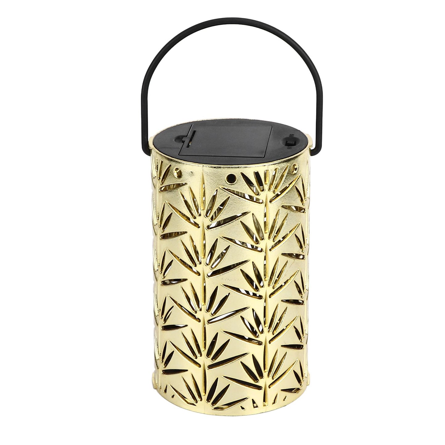 LED Hanging Lantern with Leaf Hollow Pattern Portable Fireplace Lamp for Party House Yard Decoration Gold V1294-YM0523-3115220022112