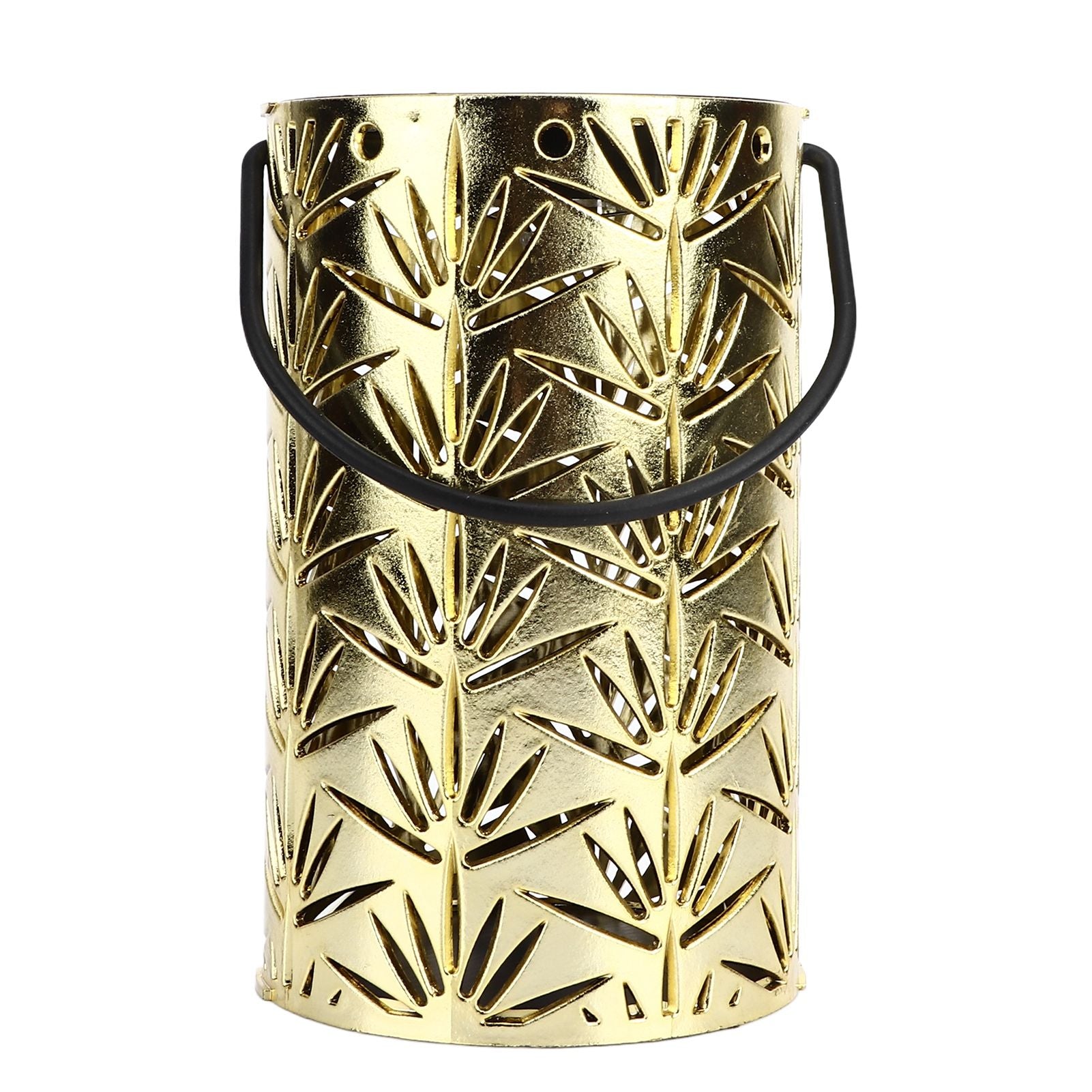 LED Hanging Lantern with Leaf Hollow Pattern Portable Fireplace Lamp for Party House Yard Decoration Gold V1294-YM0523-3115220022112