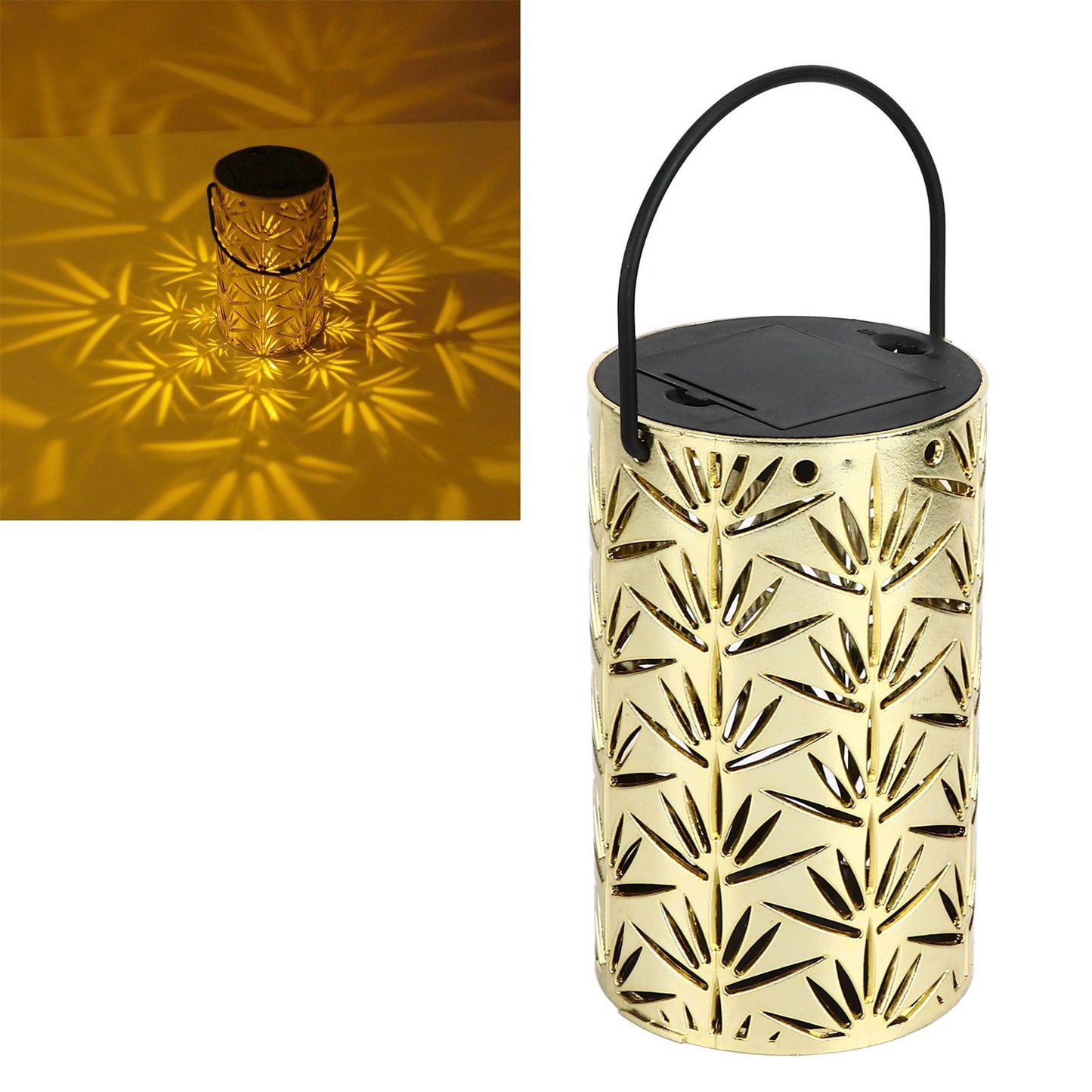 LED Hanging Lantern with Leaf Hollow Pattern Portable Fireplace Lamp for Party House Yard Decoration Gold V1294-YM0523-3115220022112