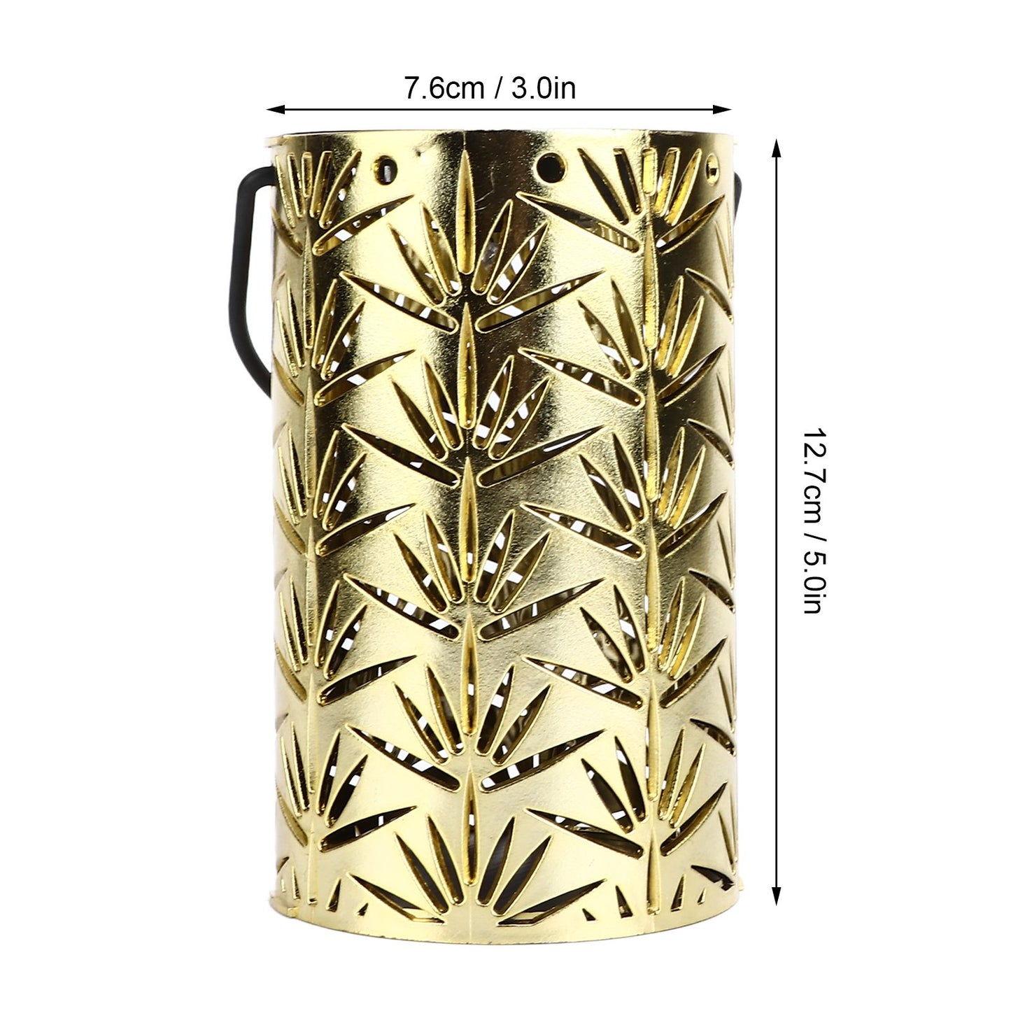 LED Hanging Lantern with Leaf Hollow Pattern Portable Fireplace Lamp for Party House Yard Decoration Gold V1294-YM0523-3115220022112