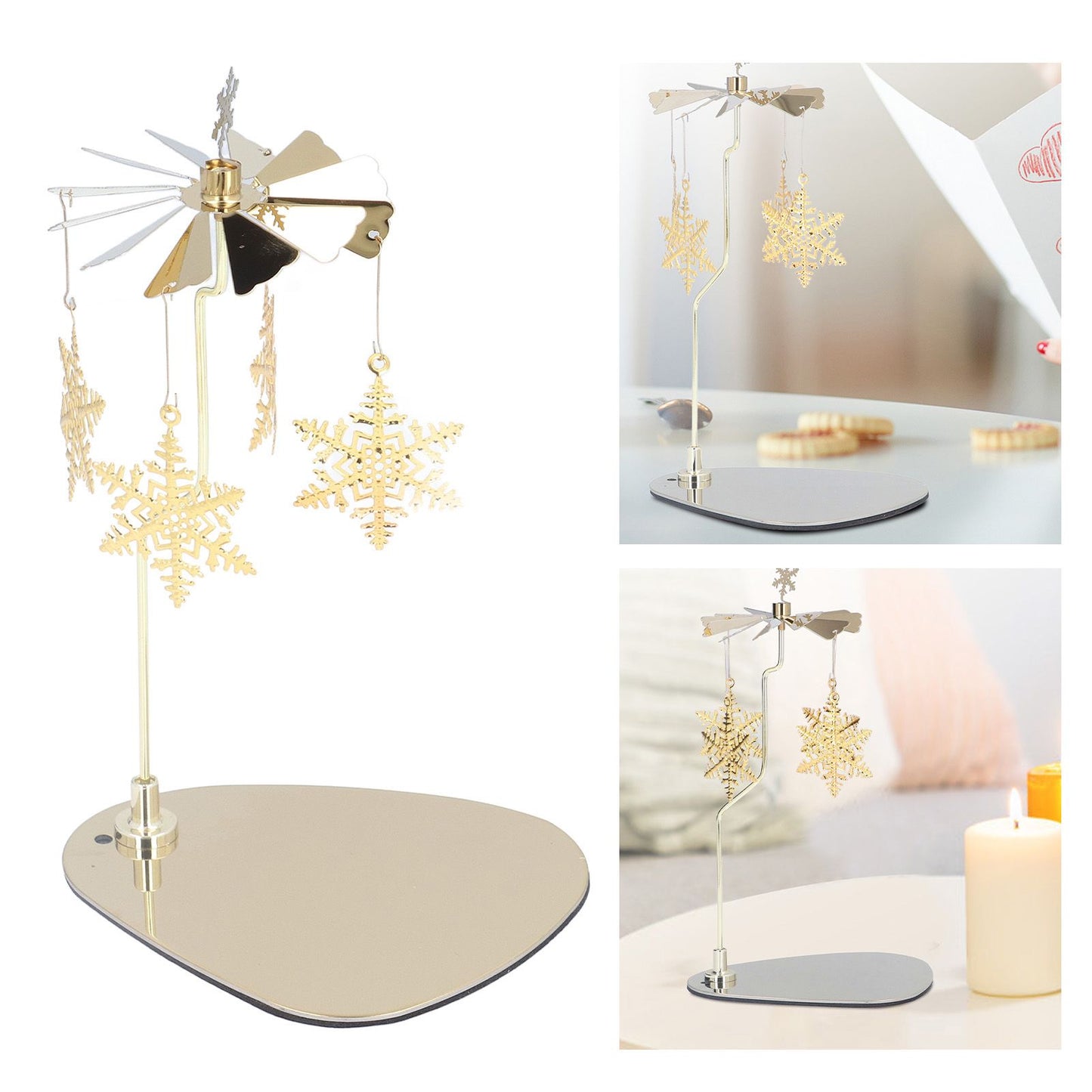 Candle Holder Round Triangle Tray Romantic European Style Stainless Steel Rotating Aromatherapy Wind Chime V1294-YM0523-3115220022611