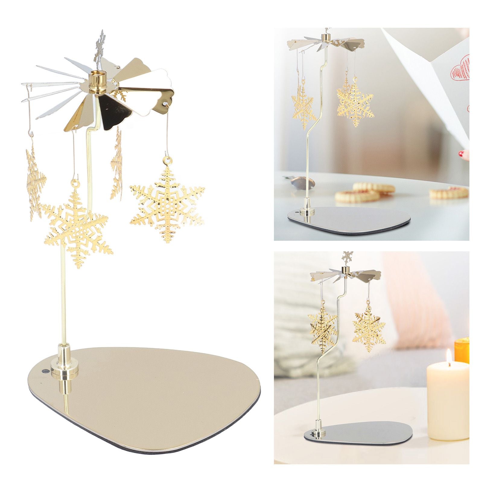 Candle Holder Round Triangle Tray Romantic European Style Stainless Steel Rotating Aromatherapy Wind Chime V1294-YM0523-3115220022611