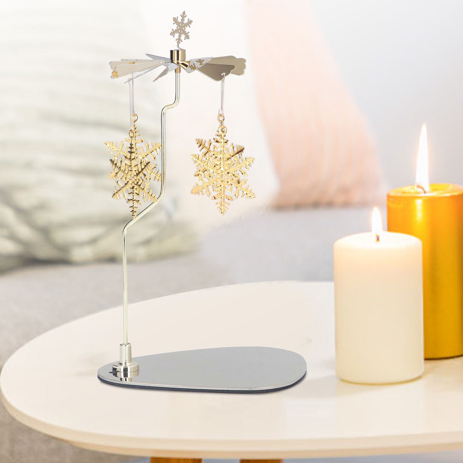 Candle Holder Round Triangle Tray Romantic European Style Stainless Steel Rotating Aromatherapy Wind Chime V1294-YM0523-3115220022611
