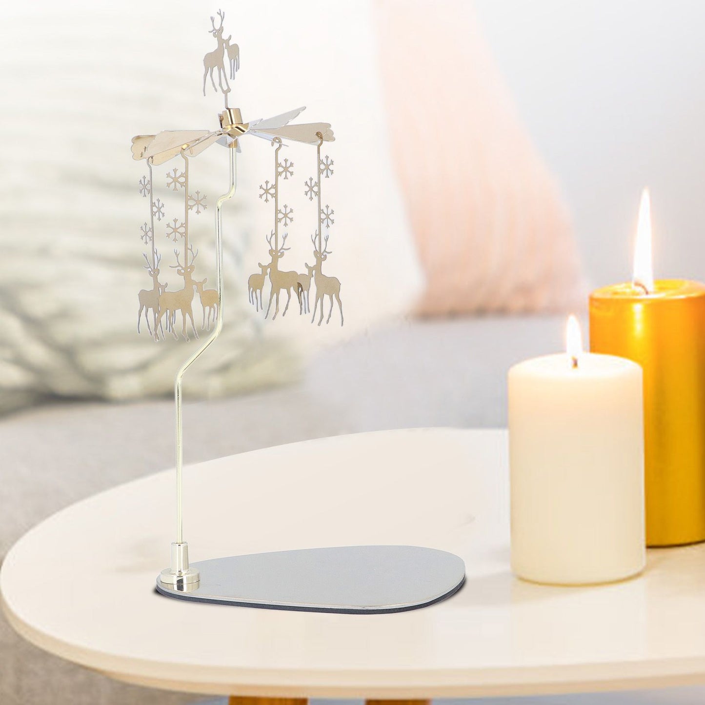 Candle Holder Round Triangle Tray Romantic European Style Stainless Steel Rotating Aromatherapy Wind Chime V1294-YM0523-3115220022614