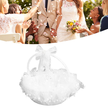 Flower Girl Basket Elegant Style Portable Durable Lace Material Wide Application Wedding Basket for Wedding V1294-YM0523-3115220023411