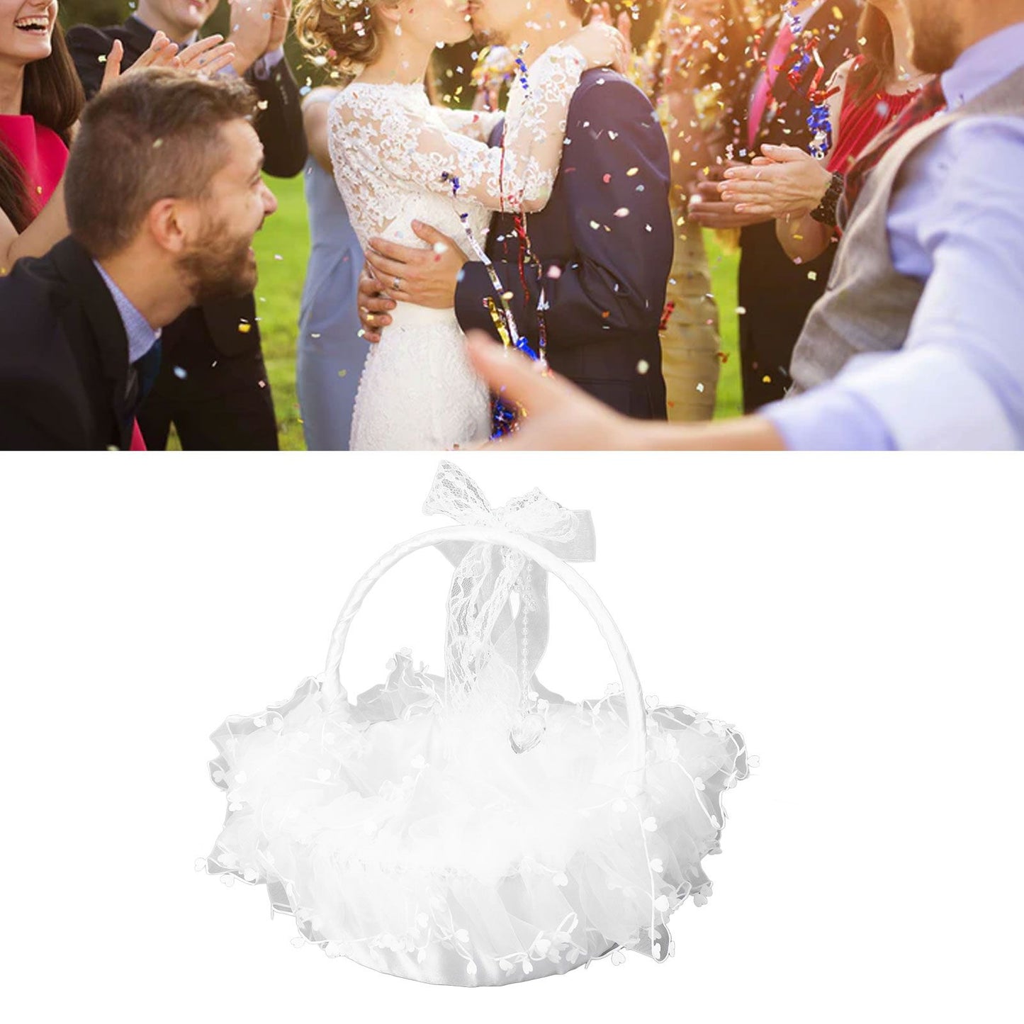 Flower Girl Basket Elegant Style Portable Durable Lace Material Wide Application Wedding Basket for Wedding V1294-YM0523-3115220023411