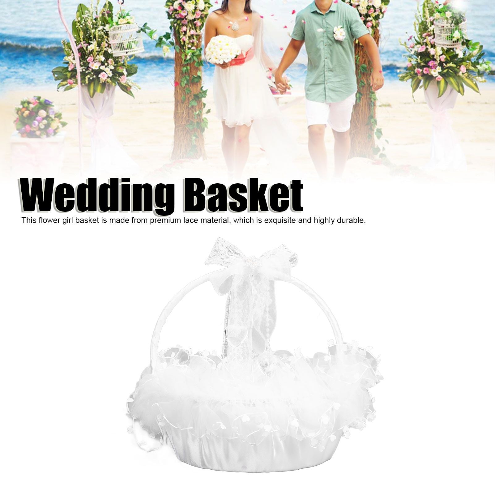 Flower Girl Basket Elegant Style Portable Durable Lace Material Wide Application Wedding Basket for Wedding V1294-YM0523-3115220023411