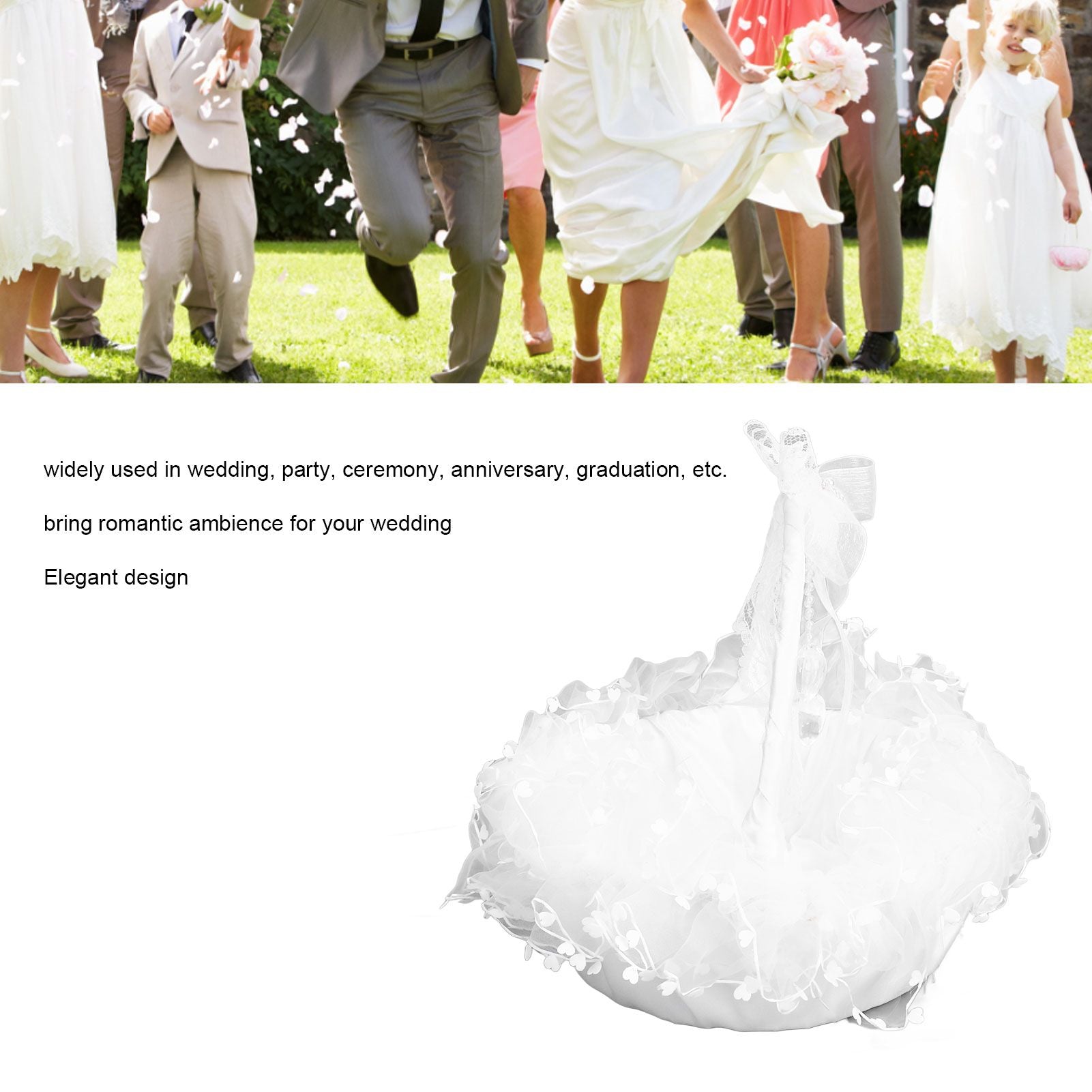 Flower Girl Basket Elegant Style Portable Durable Lace Material Wide Application Wedding Basket for Wedding V1294-YM0523-3115220023411