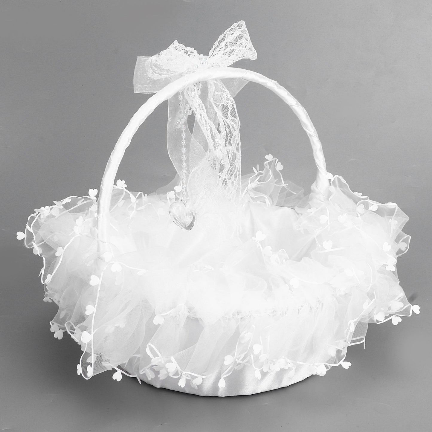 Flower Girl Basket Elegant Style Portable Durable Lace Material Wide Application Wedding Basket for Wedding V1294-YM0523-3115220023411