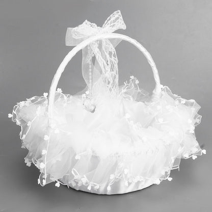 Flower Girl Basket Elegant Style Portable Durable Lace Material Wide Application Wedding Basket for Wedding V1294-YM0523-3115220023411
