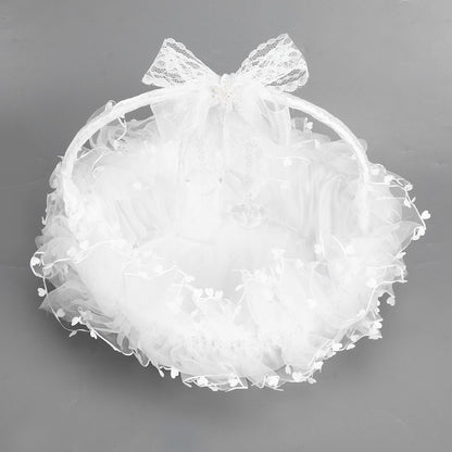 Flower Girl Basket Elegant Style Portable Durable Lace Material Wide Application Wedding Basket for Wedding V1294-YM0523-3115220023411