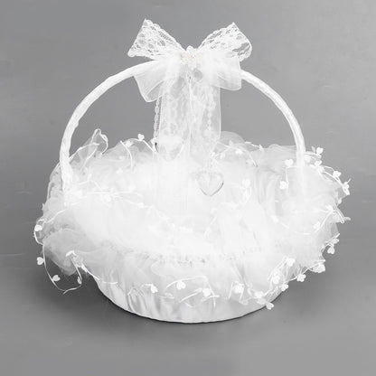 Flower Girl Basket Elegant Style Portable Durable Lace Material Wide Application Wedding Basket for Wedding V1294-YM0523-3115220023411