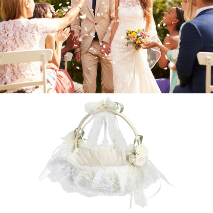 Wedding White Flower Basket Sufficient Capacity Lace Edge Elegant Romantic Flower Basket for Wedding V1294-YM0523-3115220023611