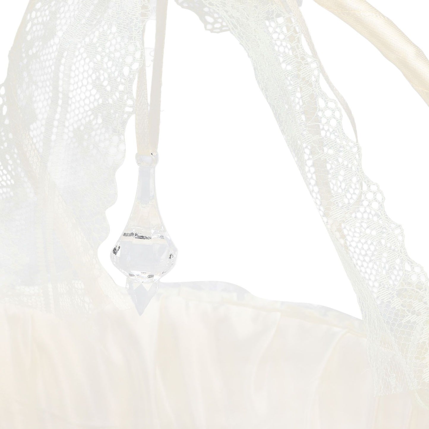 Wedding White Flower Basket Sufficient Capacity Lace Edge Elegant Romantic Flower Basket for Wedding V1294-YM0523-3115220023611