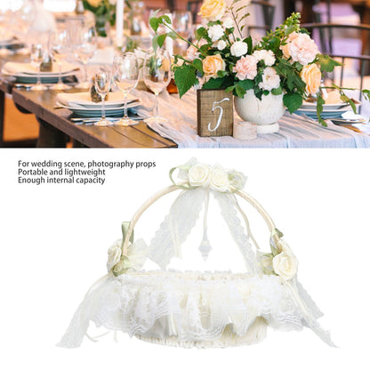 Wedding White Flower Basket Sufficient Capacity Lace Edge Elegant Romantic Flower Basket for Wedding V1294-YM0523-3115220023611