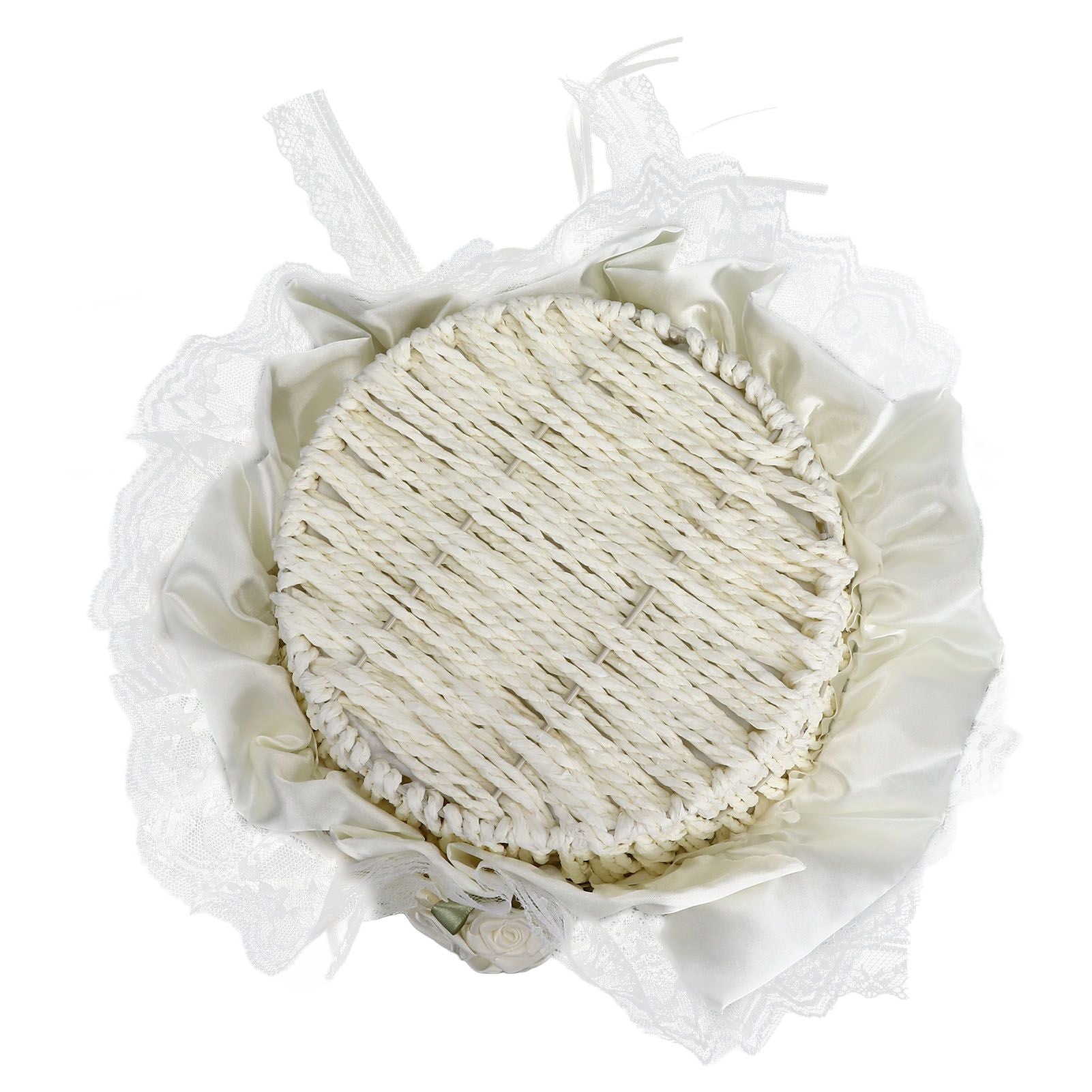 Wedding White Flower Basket Sufficient Capacity Lace Edge Elegant Romantic Flower Basket for Wedding V1294-YM0523-3115220023611