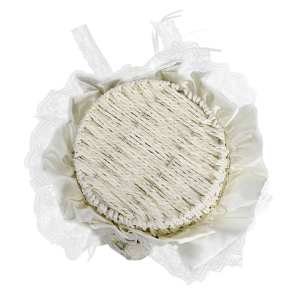 Wedding White Flower Basket Sufficient Capacity Lace Edge Elegant Romantic Flower Basket for Wedding V1294-YM0523-3115220023611