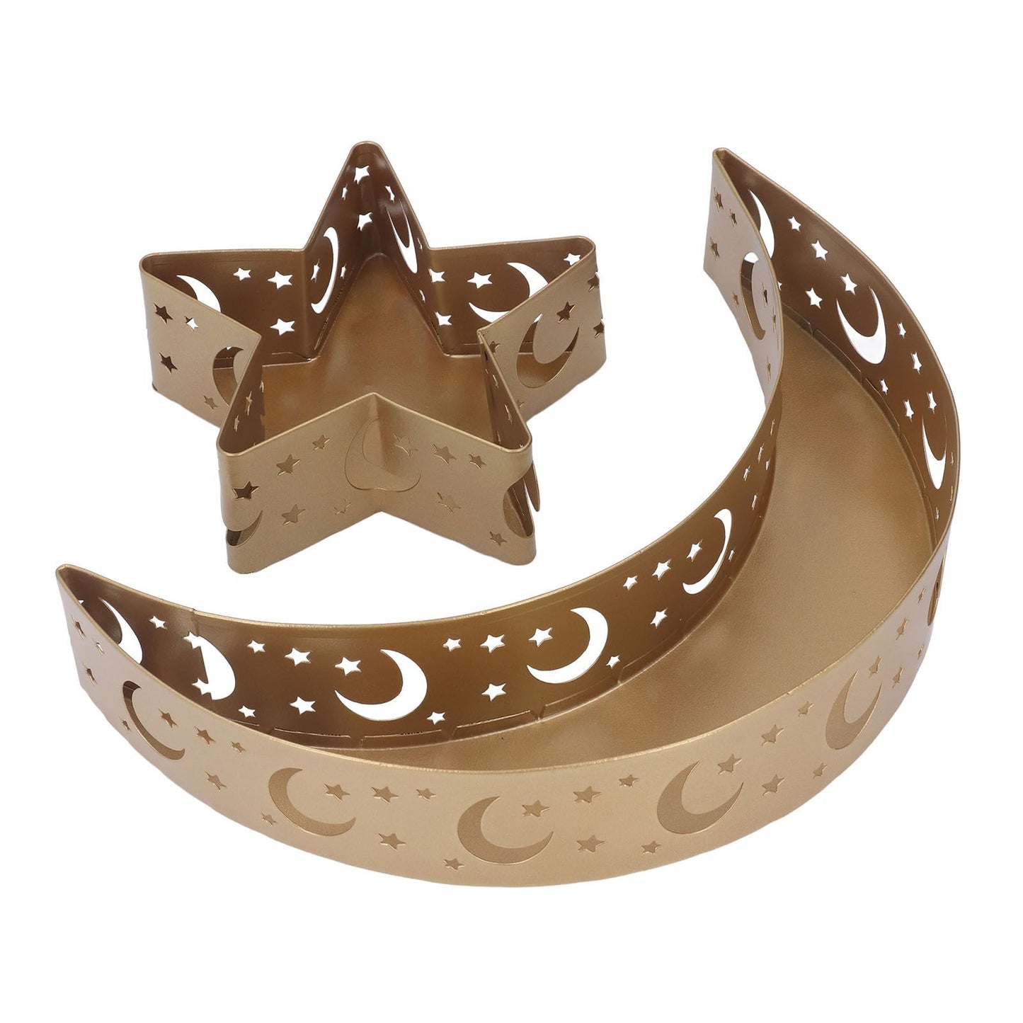 2pcs Ramadan Dessert Tray Moon Star Stainless Steel Eid Serving Tableware Decor for Islam Muslim Party V1294-YM0523-3115220024011