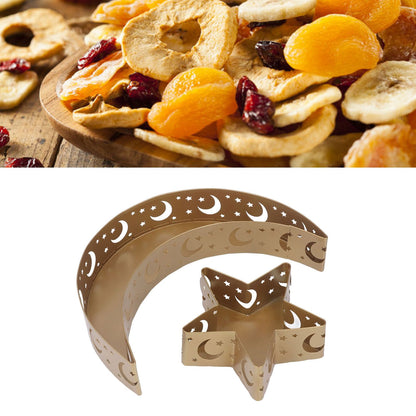 2pcs Ramadan Dessert Tray Moon Star Stainless Steel Eid Serving Tableware Decor for Islam Muslim Party V1294-YM0523-3115220024011