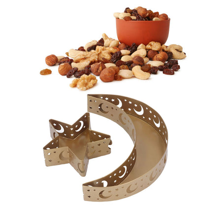 2pcs Ramadan Dessert Tray Moon Star Stainless Steel Eid Serving Tableware Decor for Islam Muslim Party V1294-YM0523-3115220024011