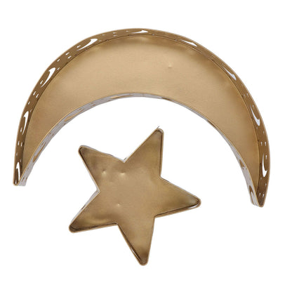2pcs Ramadan Dessert Tray Moon Star Stainless Steel Eid Serving Tableware Decor for Islam Muslim Party V1294-YM0523-3115220024011