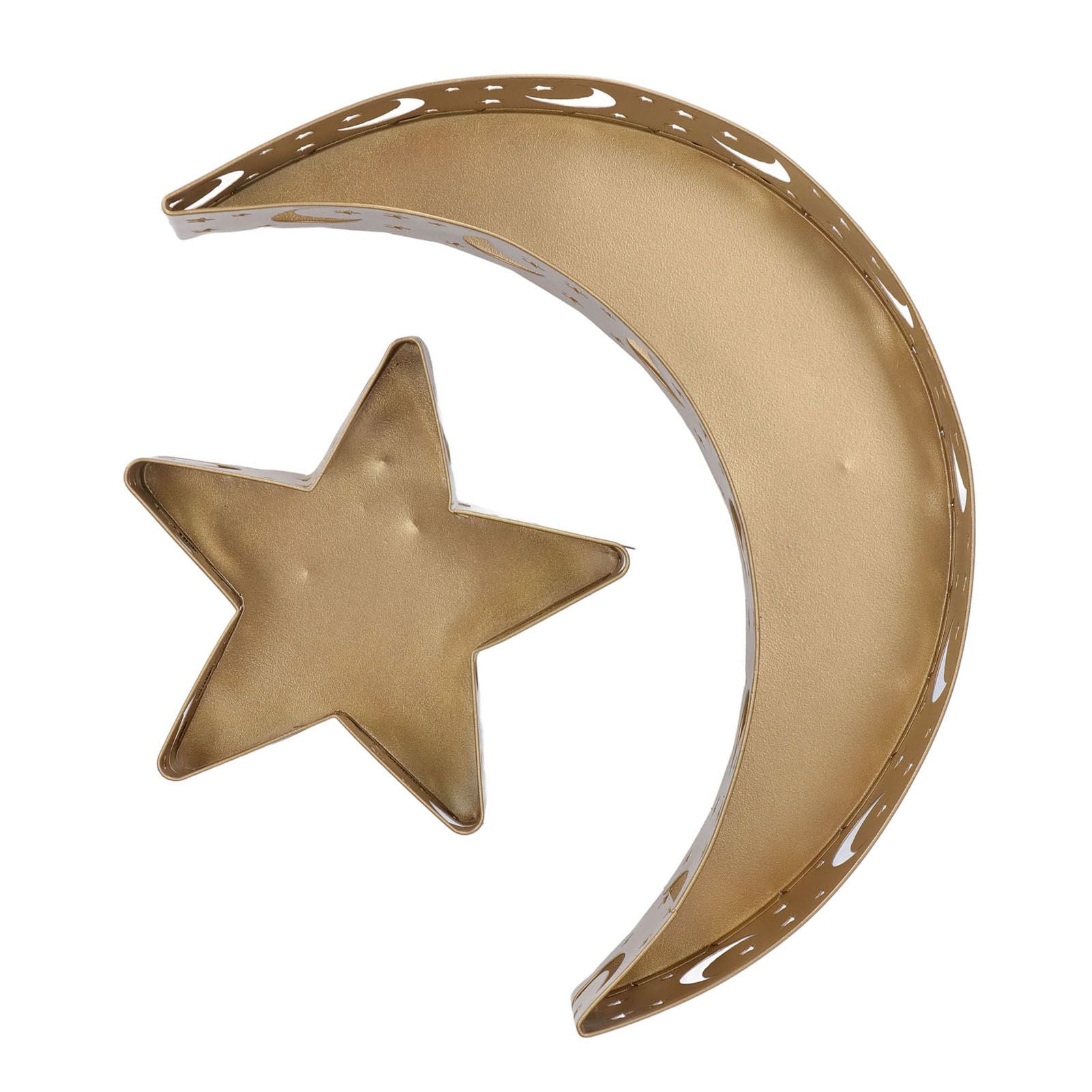 2pcs Ramadan Dessert Tray Moon Star Stainless Steel Eid Serving Tableware Decor for Islam Muslim Party V1294-YM0523-3115220024011