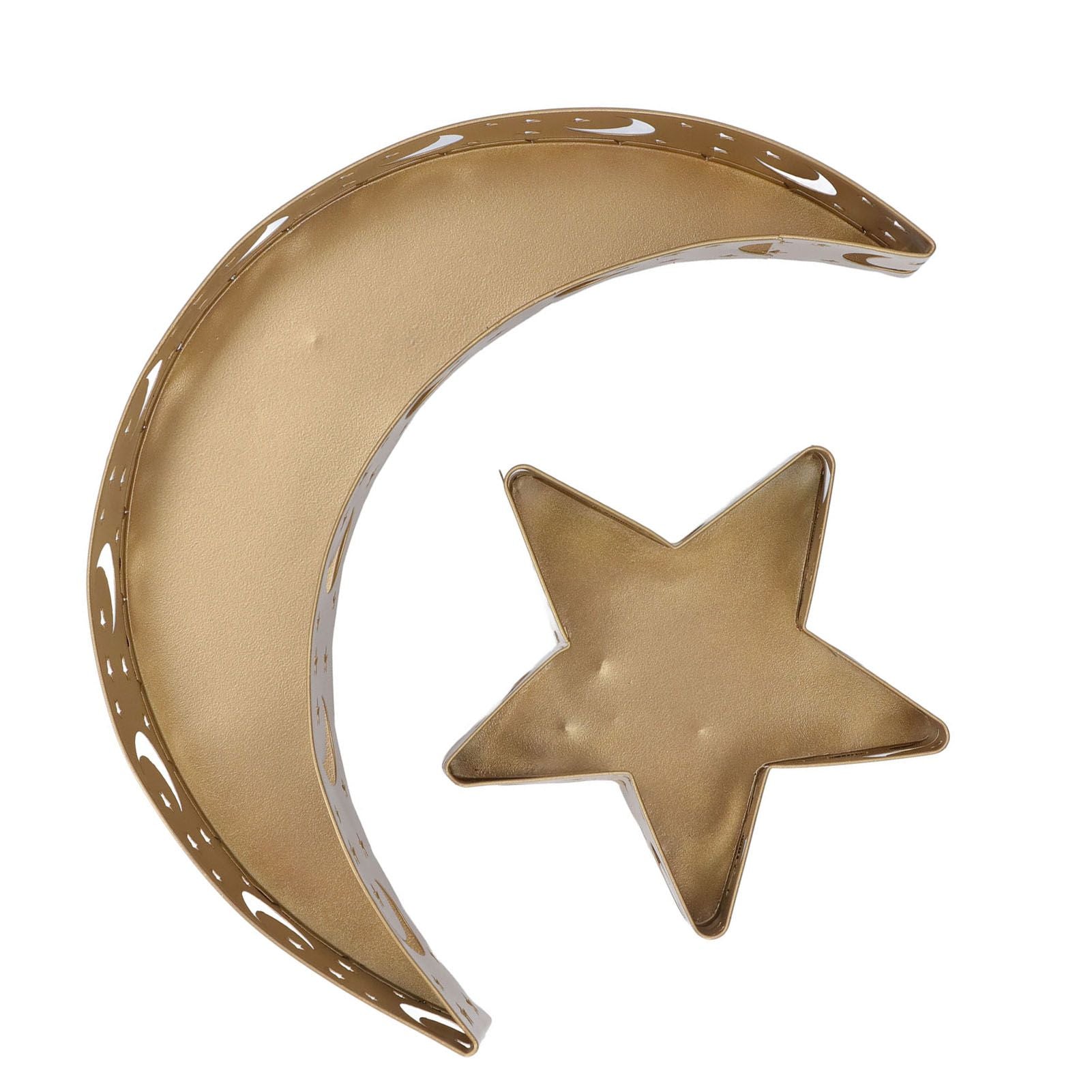 2pcs Ramadan Dessert Tray Moon Star Stainless Steel Eid Serving Tableware Decor for Islam Muslim Party V1294-YM0523-3115220024011