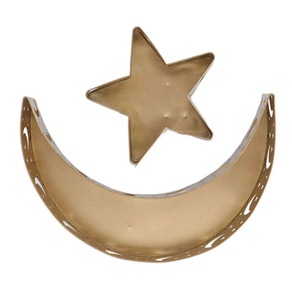 2pcs Ramadan Dessert Tray Moon Star Stainless Steel Eid Serving Tableware Decor for Islam Muslim Party V1294-YM0523-3115220024011