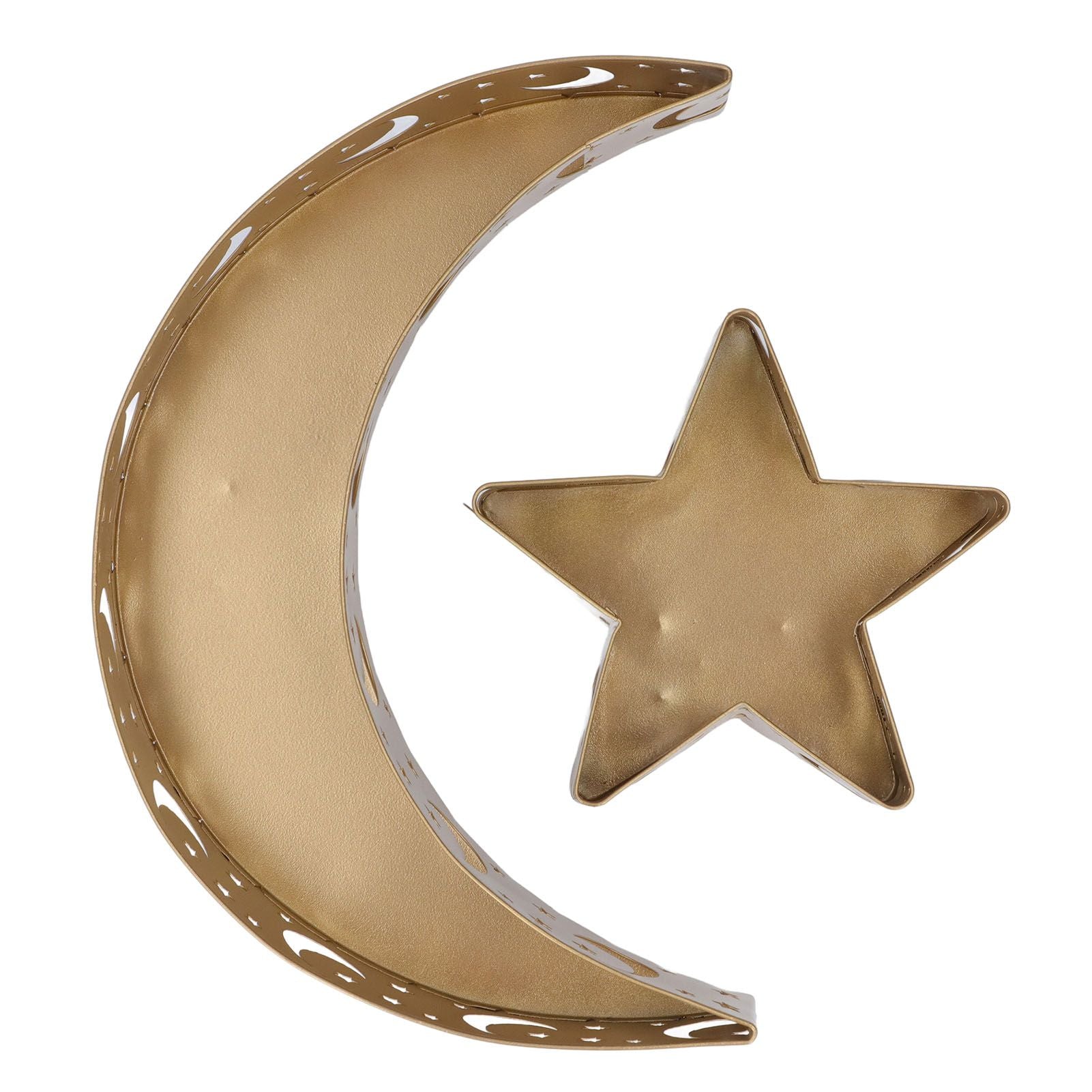 2pcs Ramadan Dessert Tray Moon Star Stainless Steel Eid Serving Tableware Decor for Islam Muslim Party V1294-YM0523-3115220024011