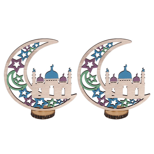 Wood Moon Ornaments Eid Mubarak Moon Decoration Enhances Festival Ambient for Home Restaurant CafeJM00454 V1294-YM0523-3115220024911