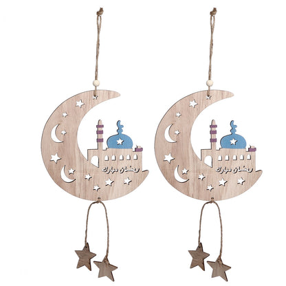 2pcs Moon Eid Hanging Decoration Eid Al-Fitr Ornaments Decorations Pendant Crafts for Home JM00467 V1294-YM0523-3115220025012