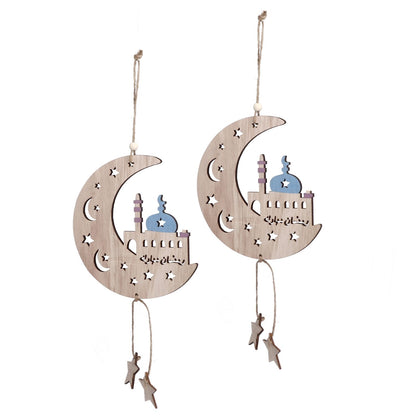 2pcs Moon Eid Hanging Decoration Eid Al-Fitr Ornaments Decorations Pendant Crafts for Home JM00467 V1294-YM0523-3115220025012
