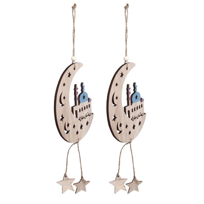 2pcs Moon Eid Hanging Decoration Eid Al-Fitr Ornaments Decorations Pendant Crafts for Home JM00467 V1294-YM0523-3115220025012