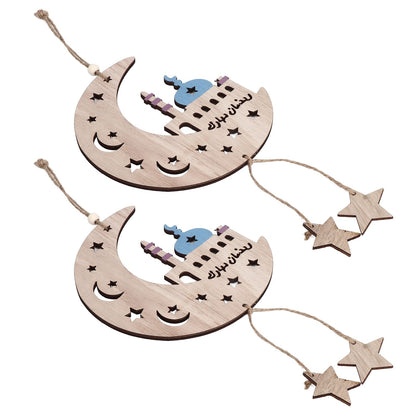 2pcs Moon Eid Hanging Decoration Eid Al-Fitr Ornaments Decorations Pendant Crafts for Home JM00467 V1294-YM0523-3115220025012