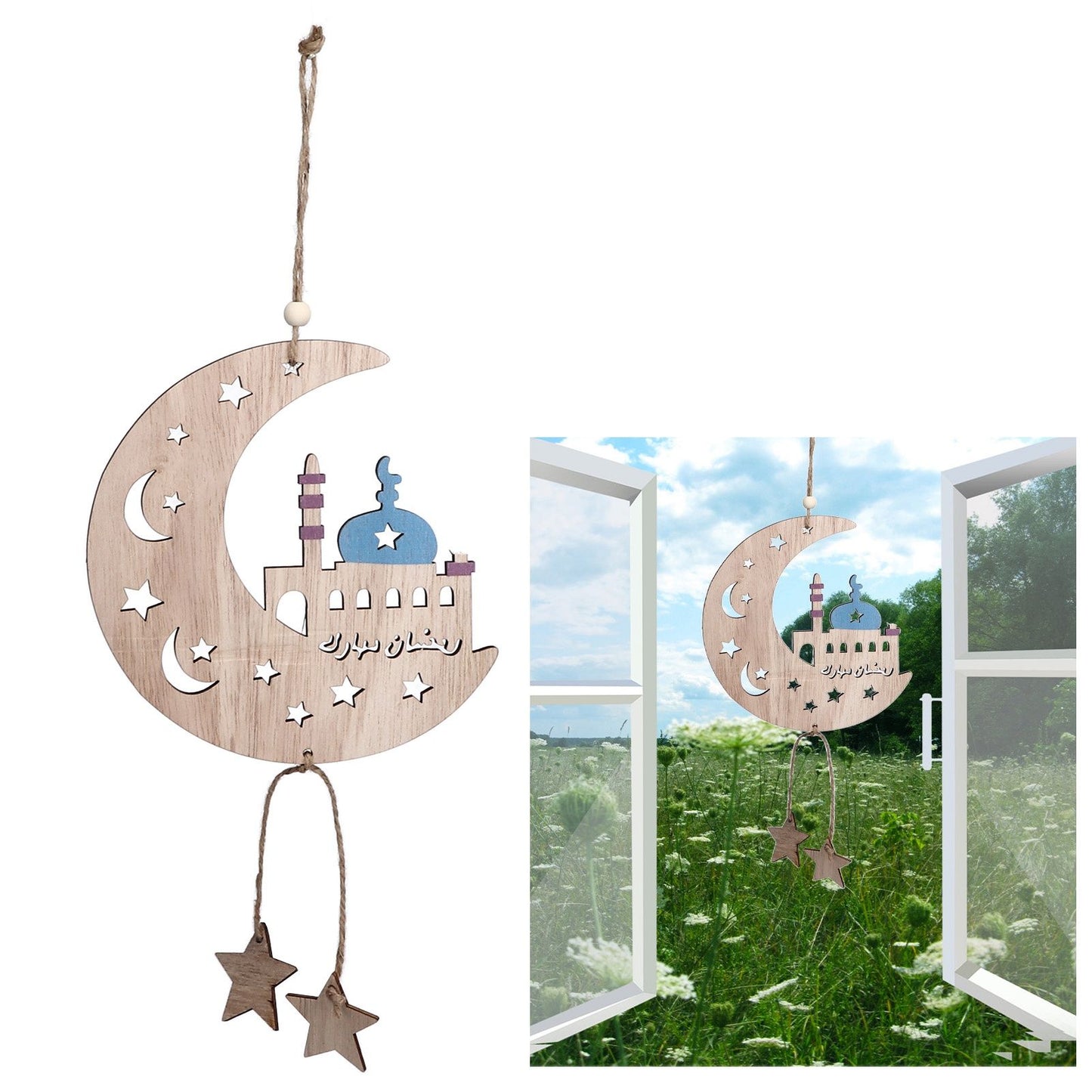 2pcs Moon Eid Hanging Decoration Eid Al-Fitr Ornaments Decorations Pendant Crafts for Home JM00467 V1294-YM0523-3115220025012