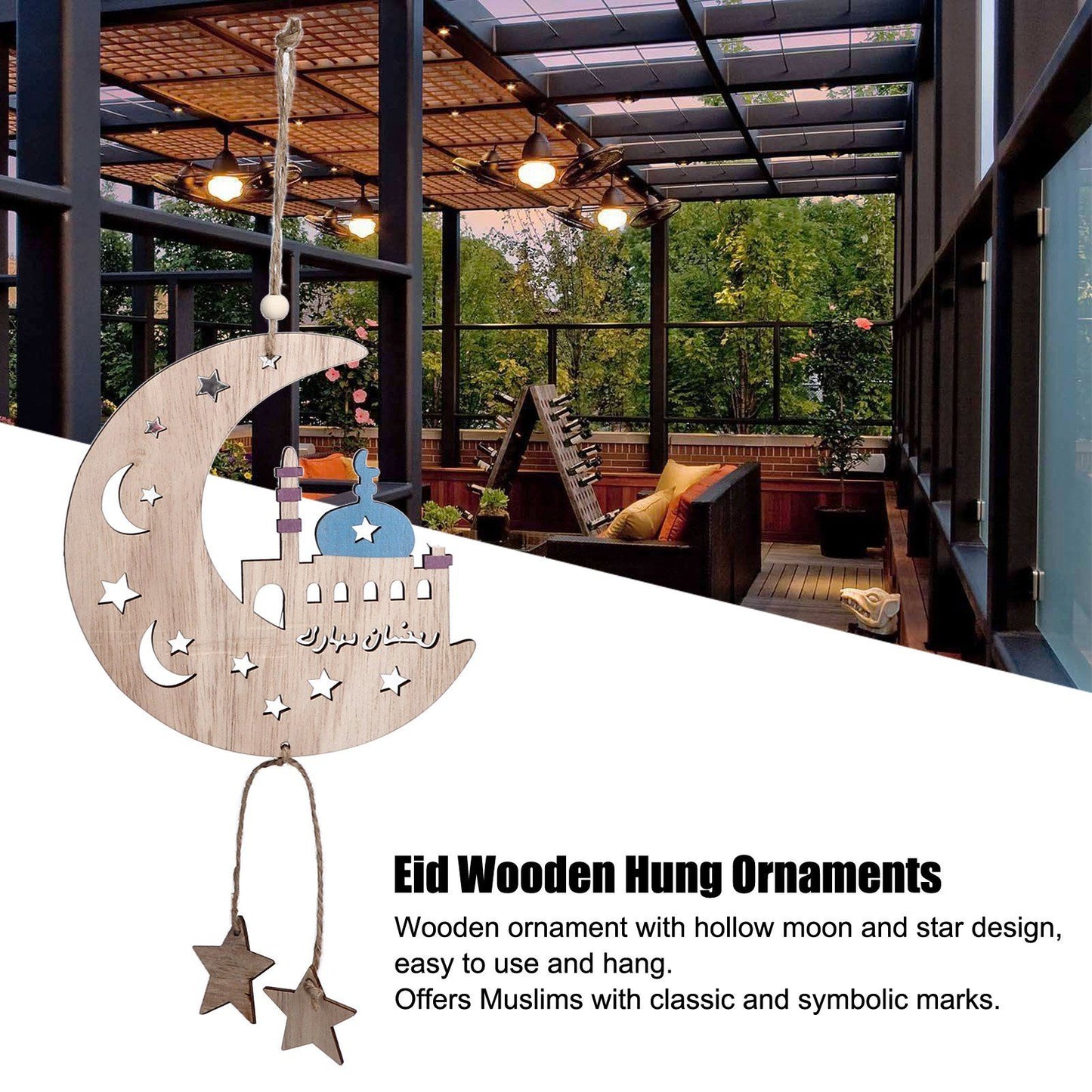 2pcs Moon Eid Hanging Decoration Eid Al-Fitr Ornaments Decorations Pendant Crafts for Home JM00467 V1294-YM0523-3115220025012