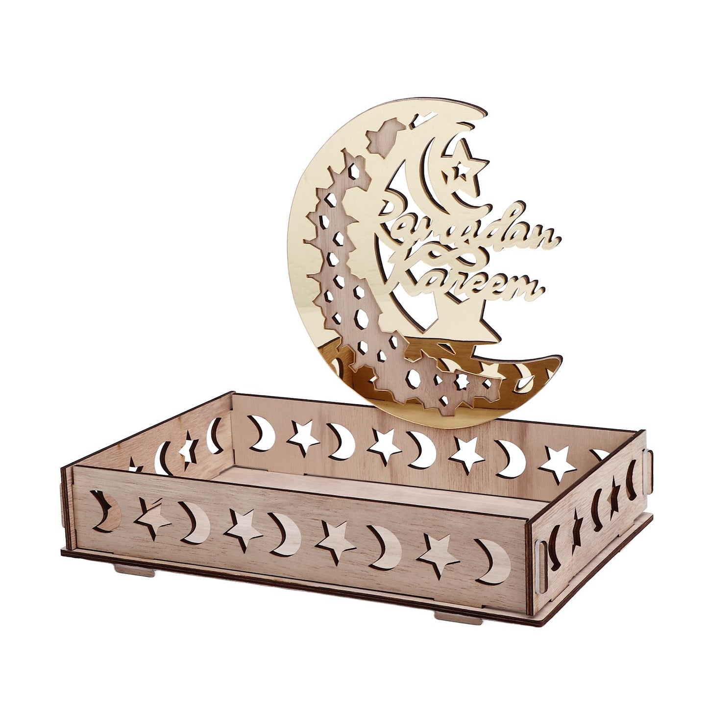 Food Tray Boxwood Dessert Holding Plate Party Serving Tableware with Eid Decoration for Dining Table V1294-YM0523-3115220025111