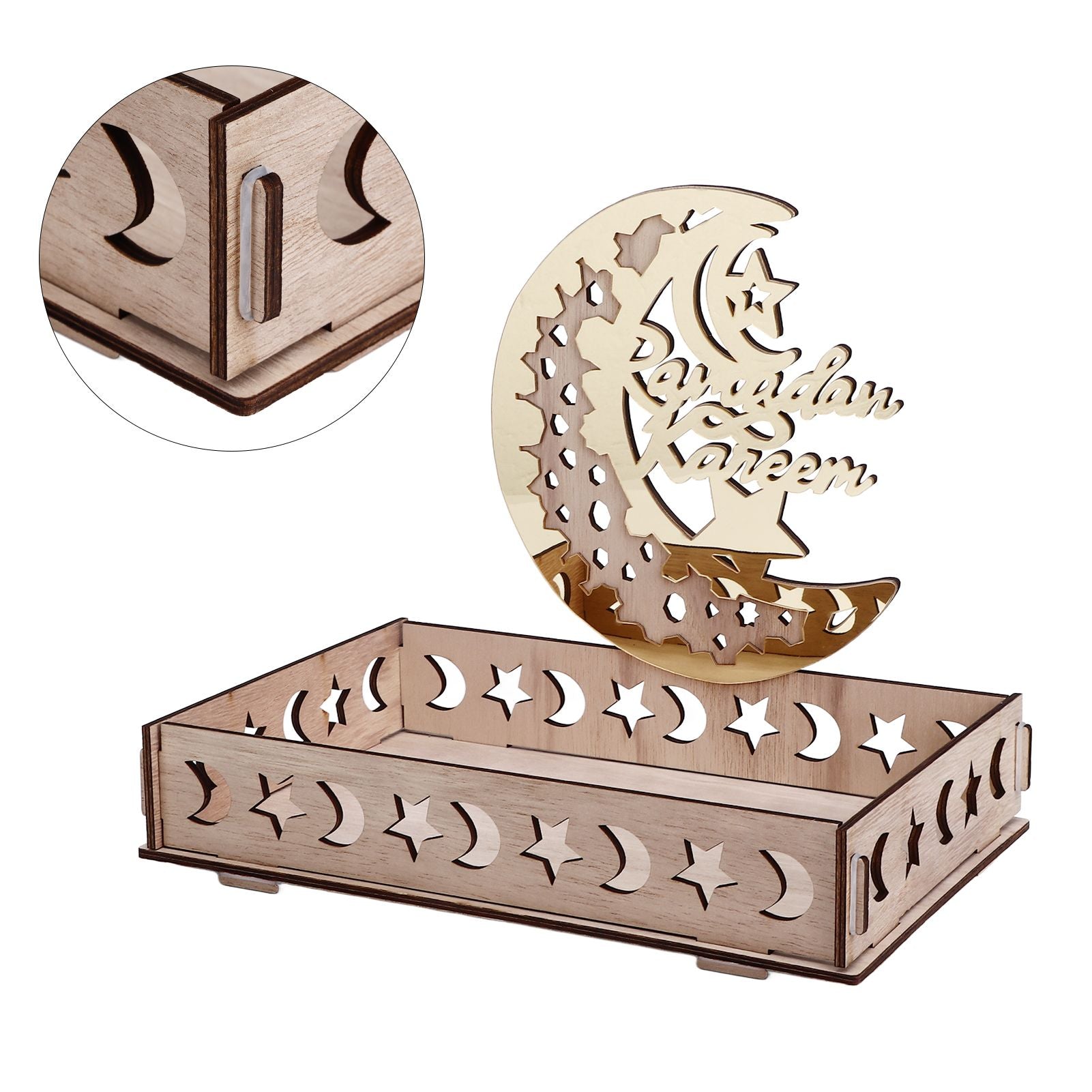 Food Tray Boxwood Dessert Holding Plate Party Serving Tableware with Eid Decoration for Dining Table V1294-YM0523-3115220025111