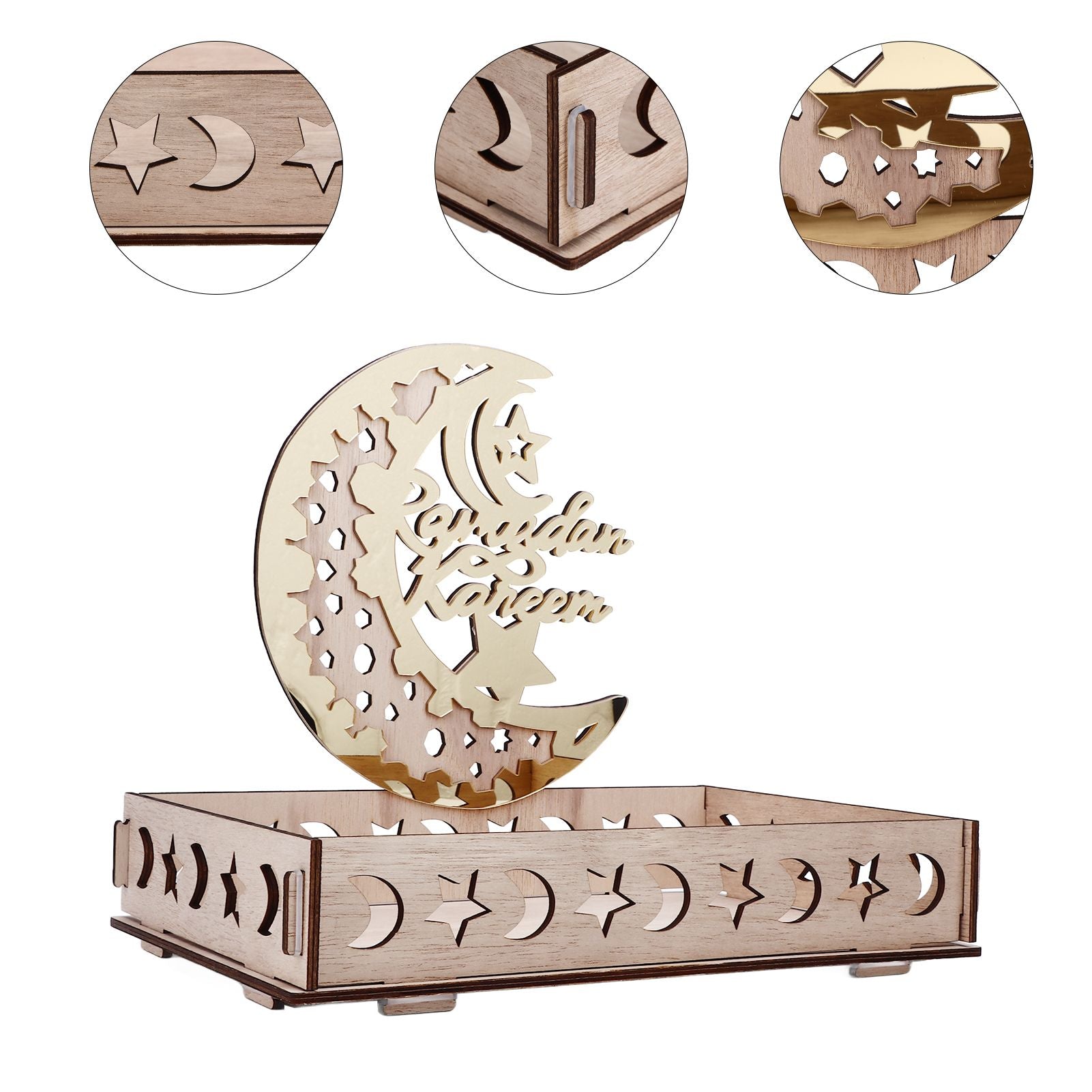 Food Tray Boxwood Dessert Holding Plate Party Serving Tableware with Eid Decoration for Dining Table V1294-YM0523-3115220025111