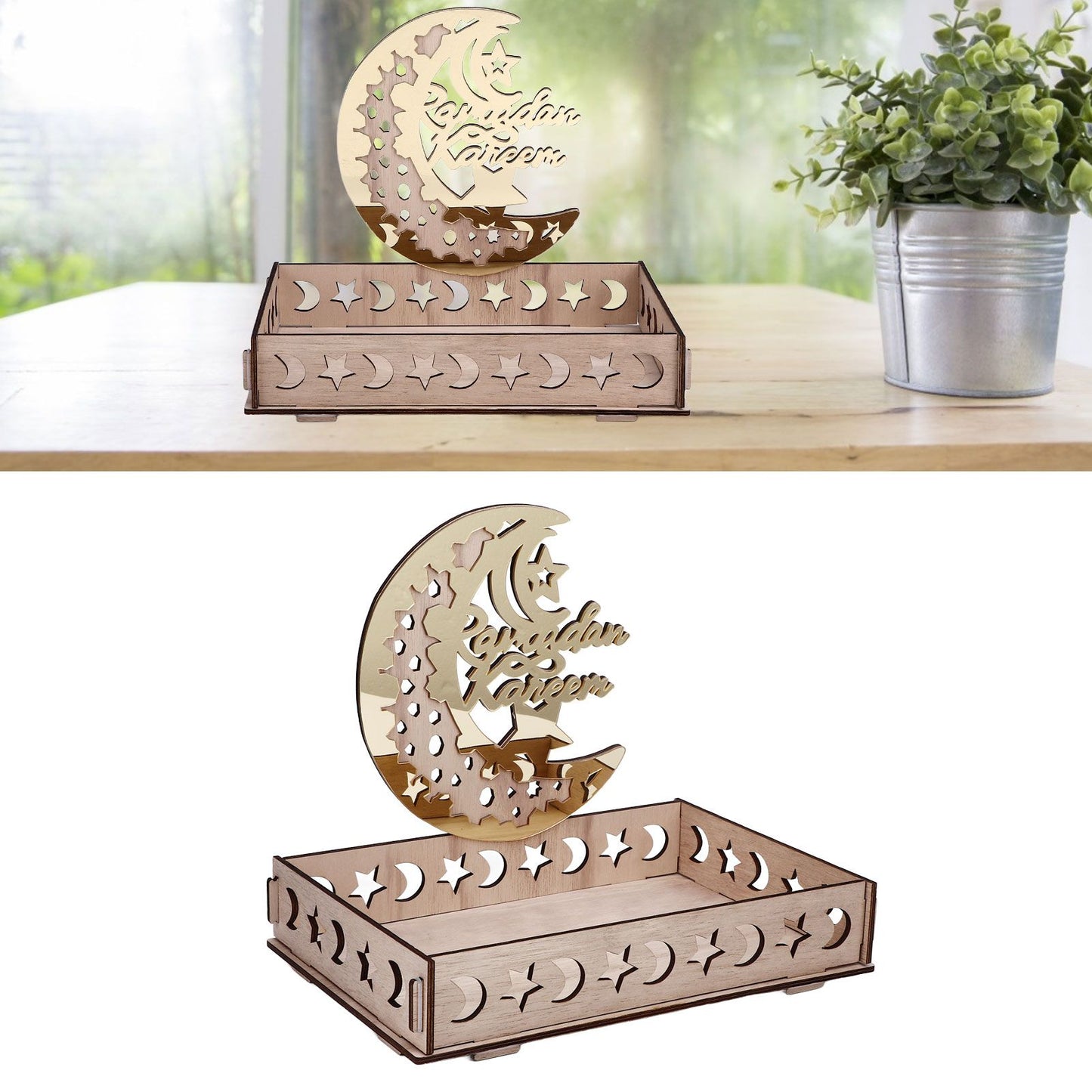 Food Tray Boxwood Dessert Holding Plate Party Serving Tableware with Eid Decoration for Dining Table V1294-YM0523-3115220025111
