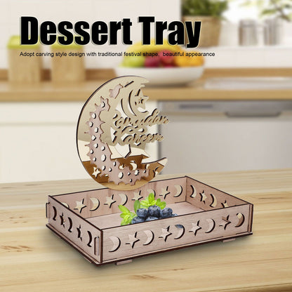 Food Tray Boxwood Dessert Holding Plate Party Serving Tableware with Eid Decoration for Dining Table V1294-YM0523-3115220025111