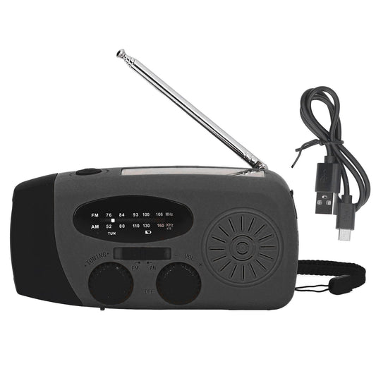 Hand Crank Solar Radio with LED Flashlight Portable FM AM WB USB Radio for Emergency Disaster PreventionBlack V1294-YM0523-3115220026115