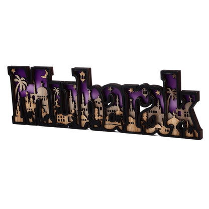 Wooden EID Letter Decoration Multilayer Carving Boxwood Wooden Eid Decorations Multilayer Carving Eid Crafts V1294-YM0523-3115220026611