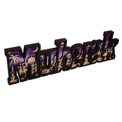 Wooden EID Letter Decoration Multilayer Carving Boxwood Wooden Eid Decorations Multilayer Carving Eid Crafts V1294-YM0523-3115220026611