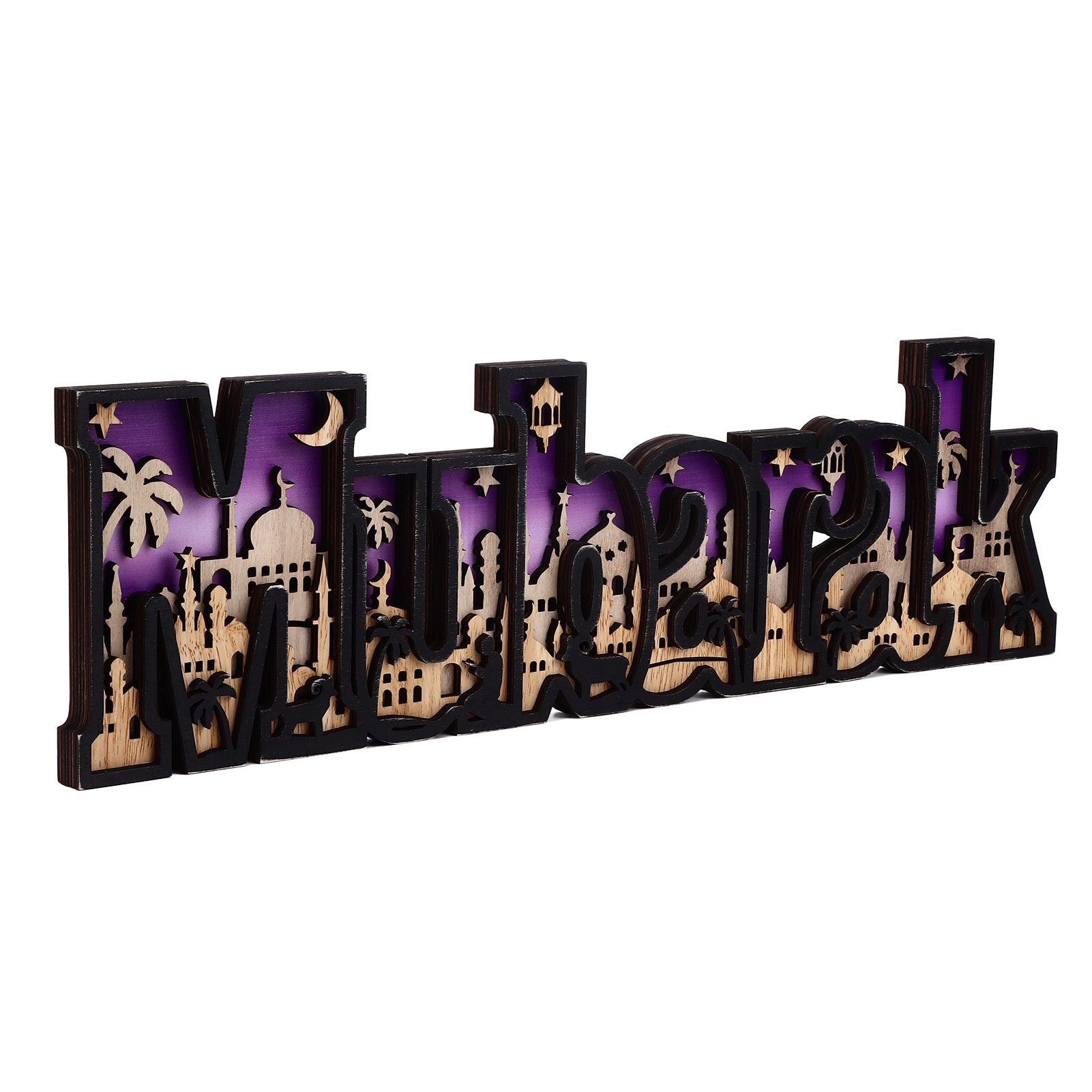 Wooden EID Letter Decoration Multilayer Carving Boxwood Wooden Eid Decorations Multilayer Carving Eid Crafts V1294-YM0523-3115220026611