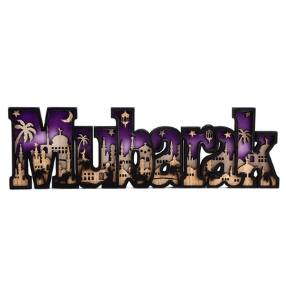 Wooden EID Letter Decoration Multilayer Carving Boxwood Wooden Eid Decorations Multilayer Carving Eid Crafts V1294-YM0523-3115220026611