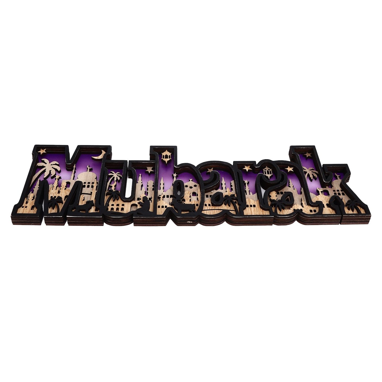 Wooden EID Letter Decoration Multilayer Carving Boxwood Wooden Eid Decorations Multilayer Carving Eid Crafts V1294-YM0523-3115220026611