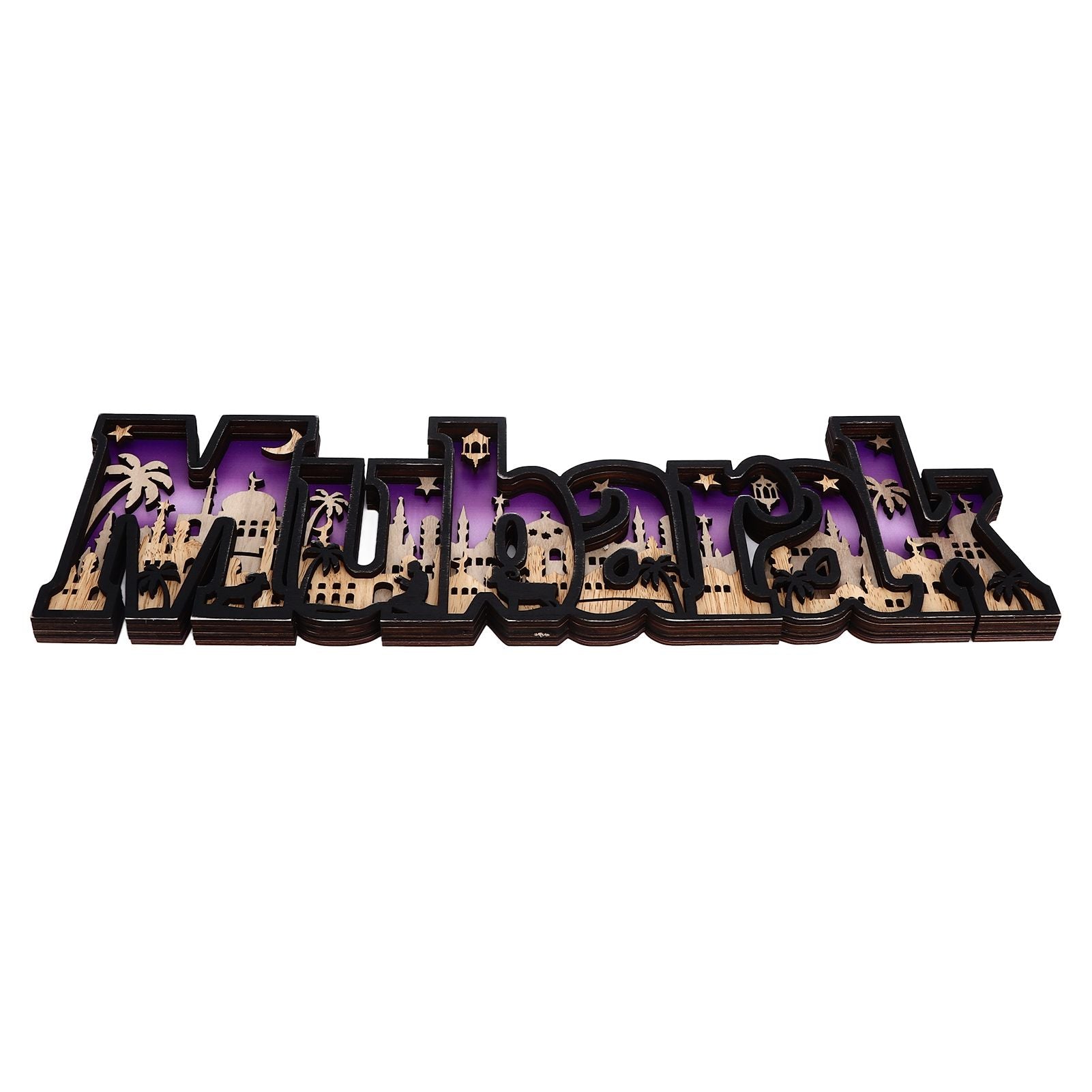 Wooden EID Letter Decoration Multilayer Carving Boxwood Wooden Eid Decorations Multilayer Carving Eid Crafts V1294-YM0523-3115220026611