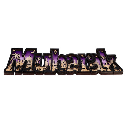 Wooden EID Letter Decoration Multilayer Carving Boxwood Wooden Eid Decorations Multilayer Carving Eid Crafts V1294-YM0523-3115220026611