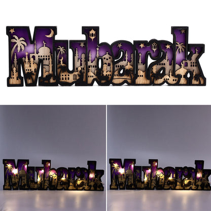 Wooden EID Letter Decoration Multilayer Carving Boxwood Wooden Eid Decorations Multilayer Carving Eid Crafts V1294-YM0523-3115220026611